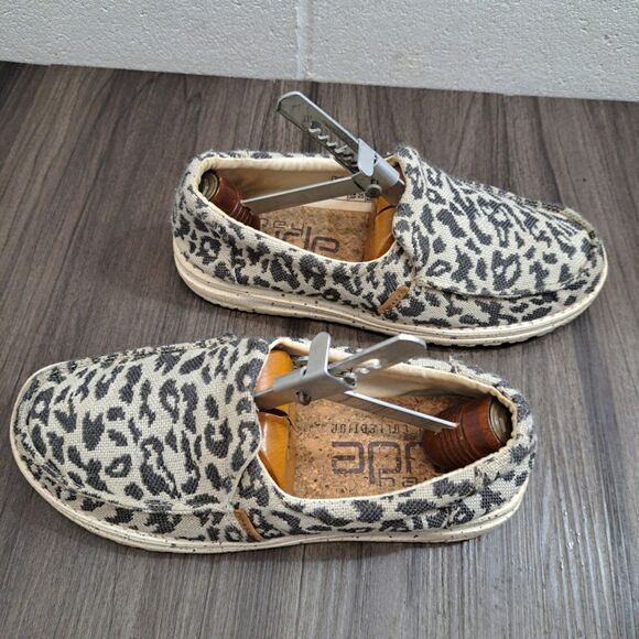 Hey Dude Women's Misty Woven Cheetah Grey | Women's Slip On Shoes | Size 8 - Picture 2 of 7